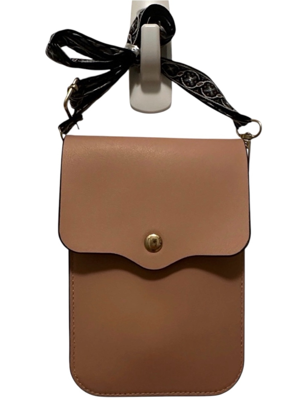 Bijoux Terner Blush Pink Crossbody with Patterned Black Strap